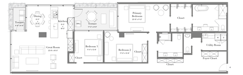 Floor plan for 3 beds, 2.5 baths, 2116 sqft